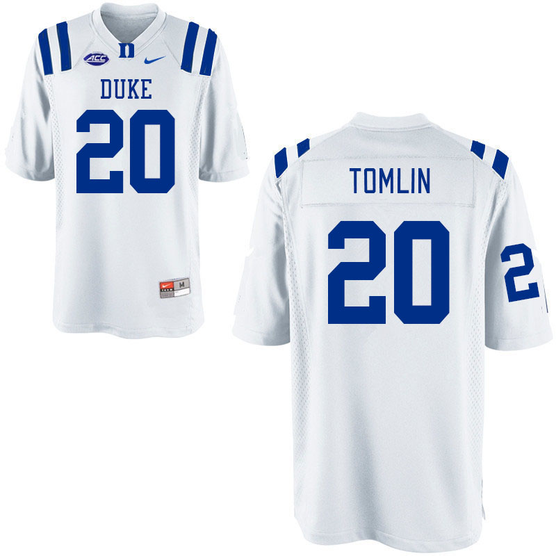 Men #20 Donald Tomlin Duke Blue Devils College Football Jerseys Stitched Sale-White